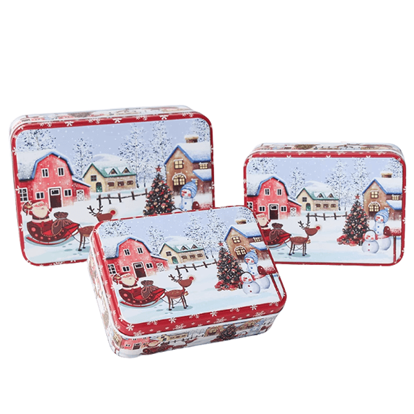 Christmas Rectangular Tin Set of 3	
