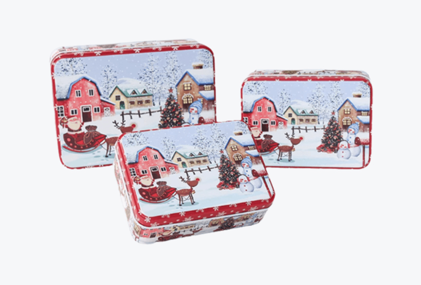 Christmas Rectangular Tin Set of 3